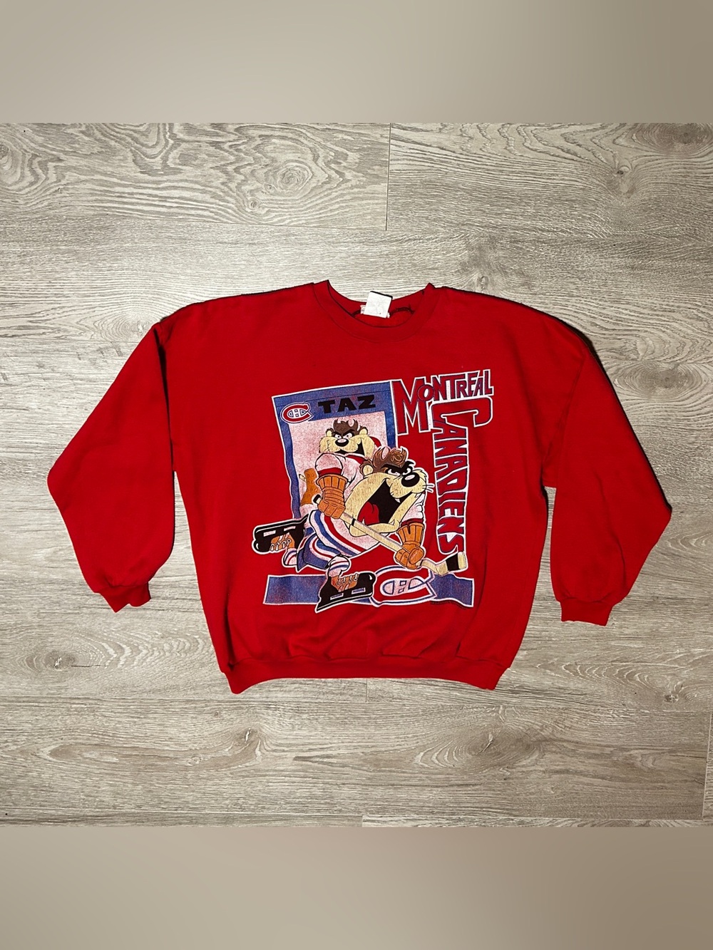 1991 Montreal Canadiens Tasmanian Devil  Red Graphic Men's Sweater